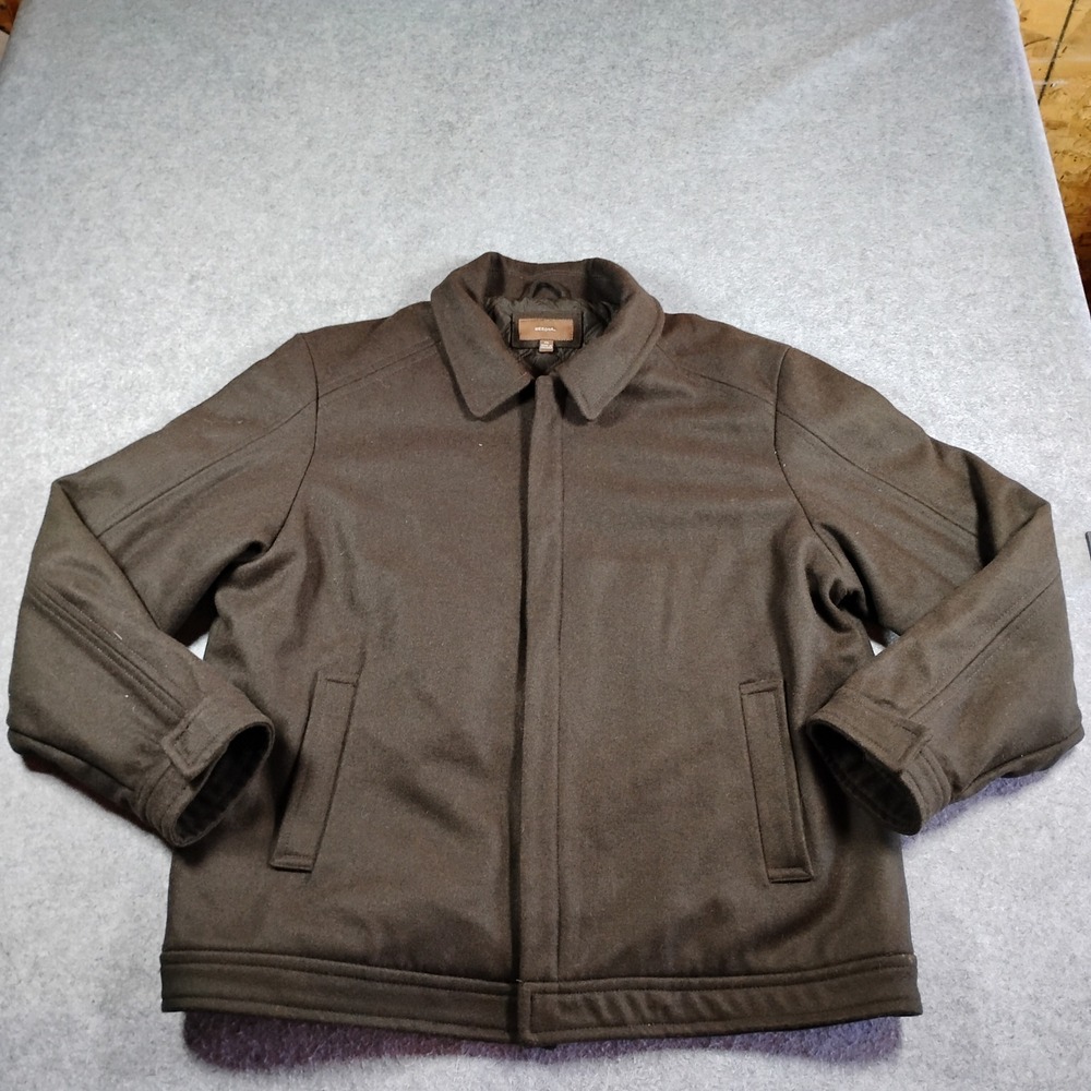 Merona Mens Wool Blend Quilted Bomber Jacket XL Dark Brown Full Zip F00020120